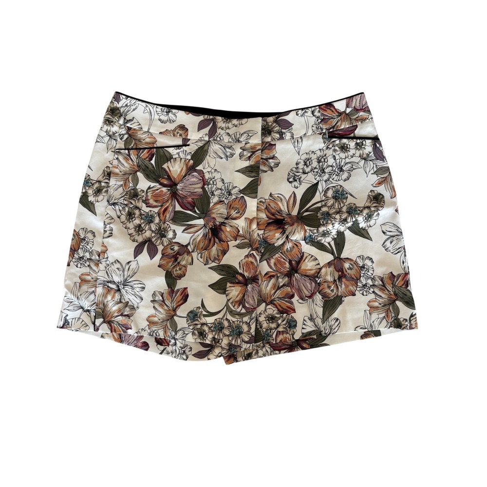 WHBM Floral 5" Tailored Shorts Size 8 Lined Botanical Print Summer Chic
